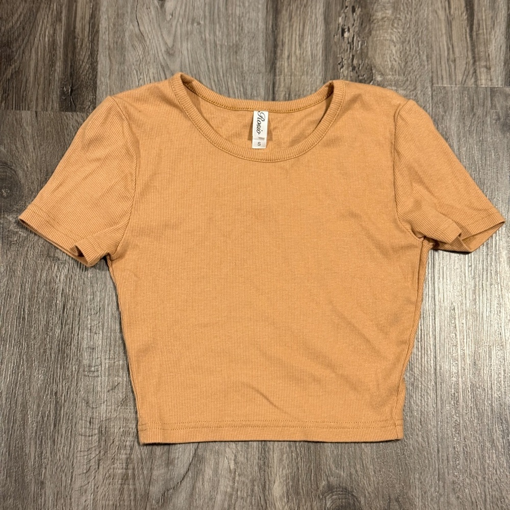 Women's Tan Ribbed Crop Top
